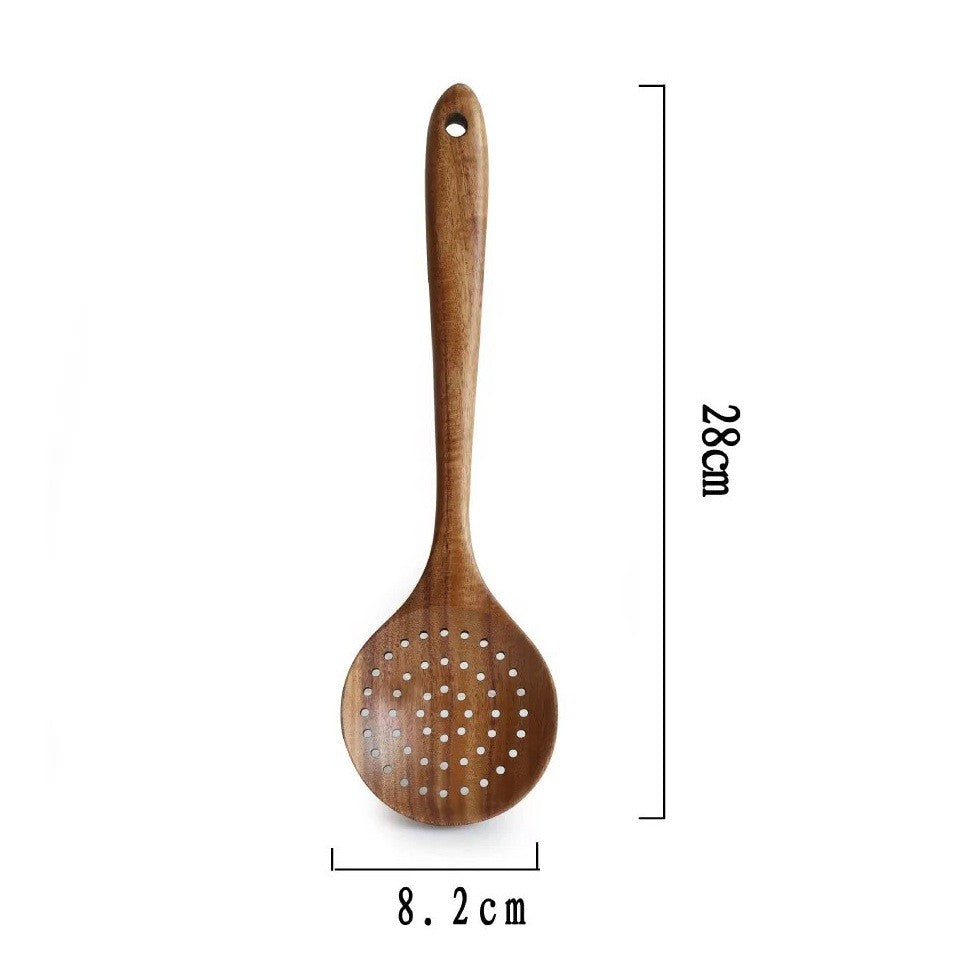Wooden Slotted Spoon Straining Ladle Spoon Skimmer Kitchen Tool