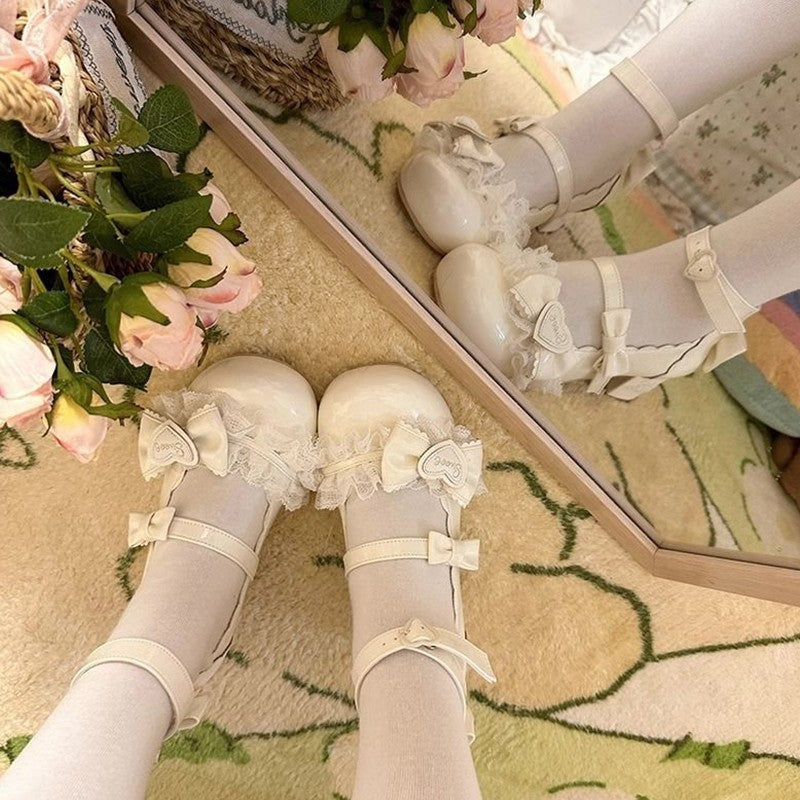 35-40 Sweet Lolita Mary Jane Shoes Cute Round Toe Heel Comfort Casual Non-Slip