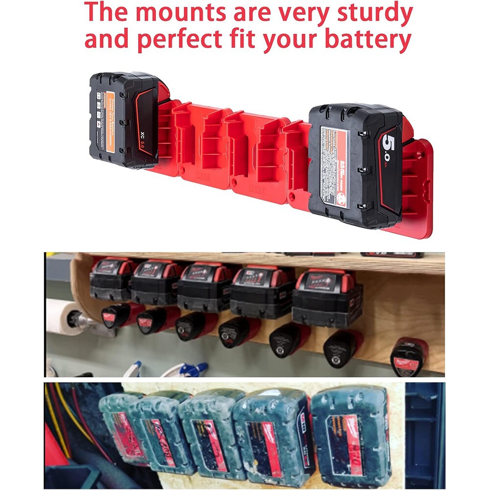 11x Battery Holder for Milwaukee M18 18V Batteries Wall Mount Battery Storage