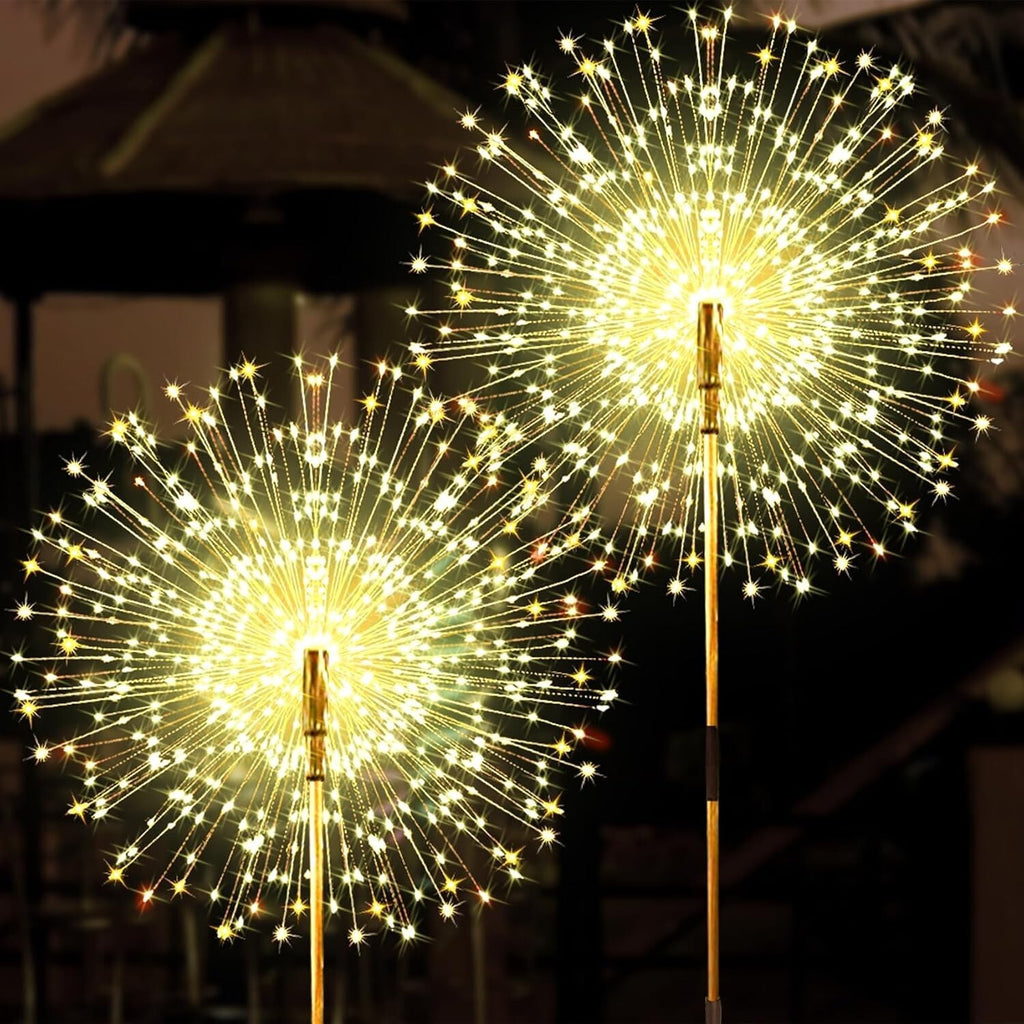 2PCS Solar Lights Outdoor Garden LED Solar Powered Firework Light Lamp DIY
