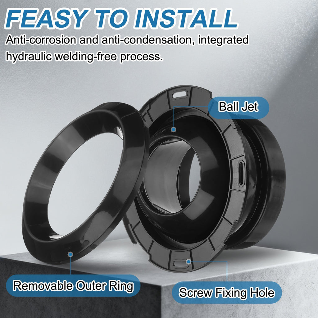8 Inch Round Air Vent Covers, Ceiling Ball Jet Nozzle Air Diffuser, Black