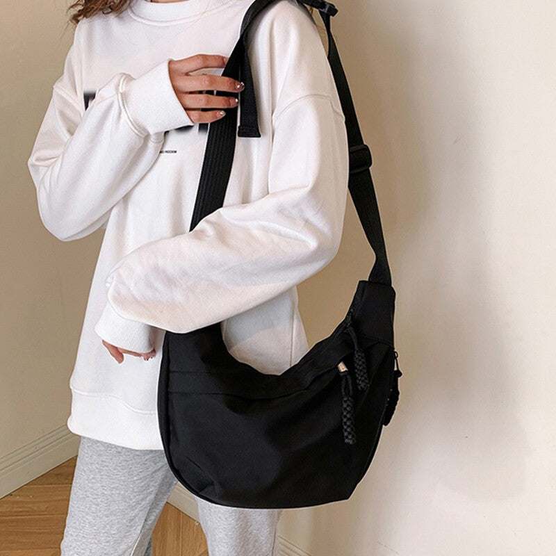 Women Half Moon Shape Casual Nylon Dumpling Bag Crossbody Bag Chest Bag