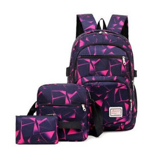 School Bag 3Pcs Set Large Camouflage Backpack Girls Boys Travel Rucksack Bag