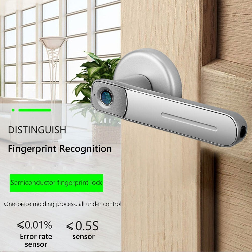 Smart Fingerprint Electronic Door Lock Security Biometric Door Handle with 2Keys