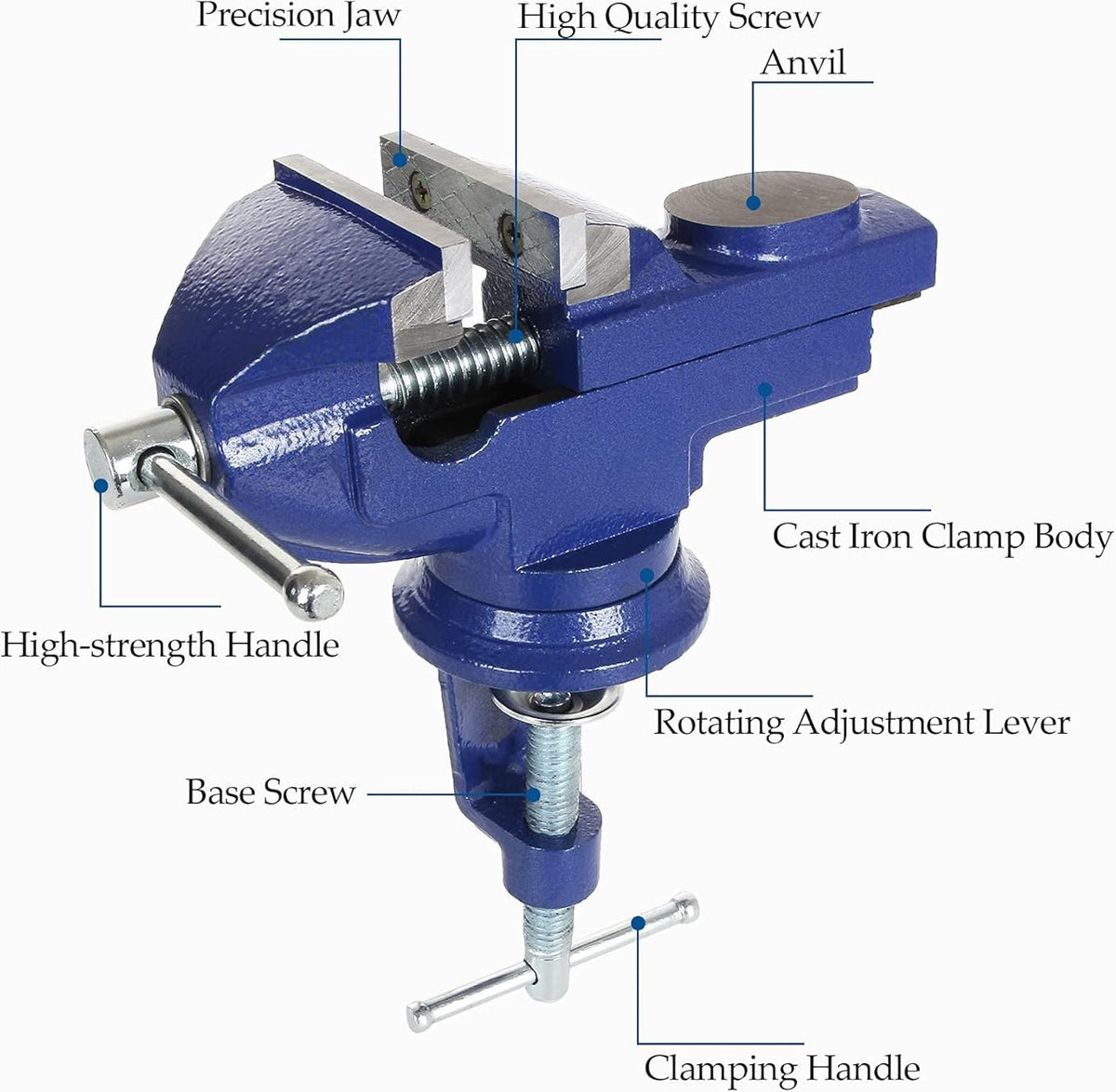 Heavy Duty Work Bench Vice Engineer Jaw Swivel Base Workshop Vise Clamp 60mm