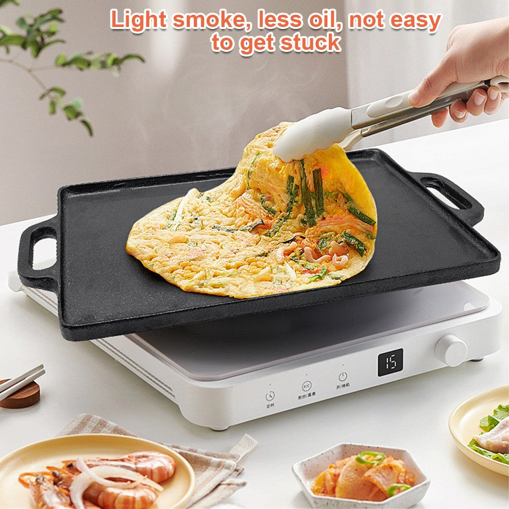 Cast Iron Non Stick Frying Pan Griddle Skillet Cooking Plate Hob Stove BBQ Grill