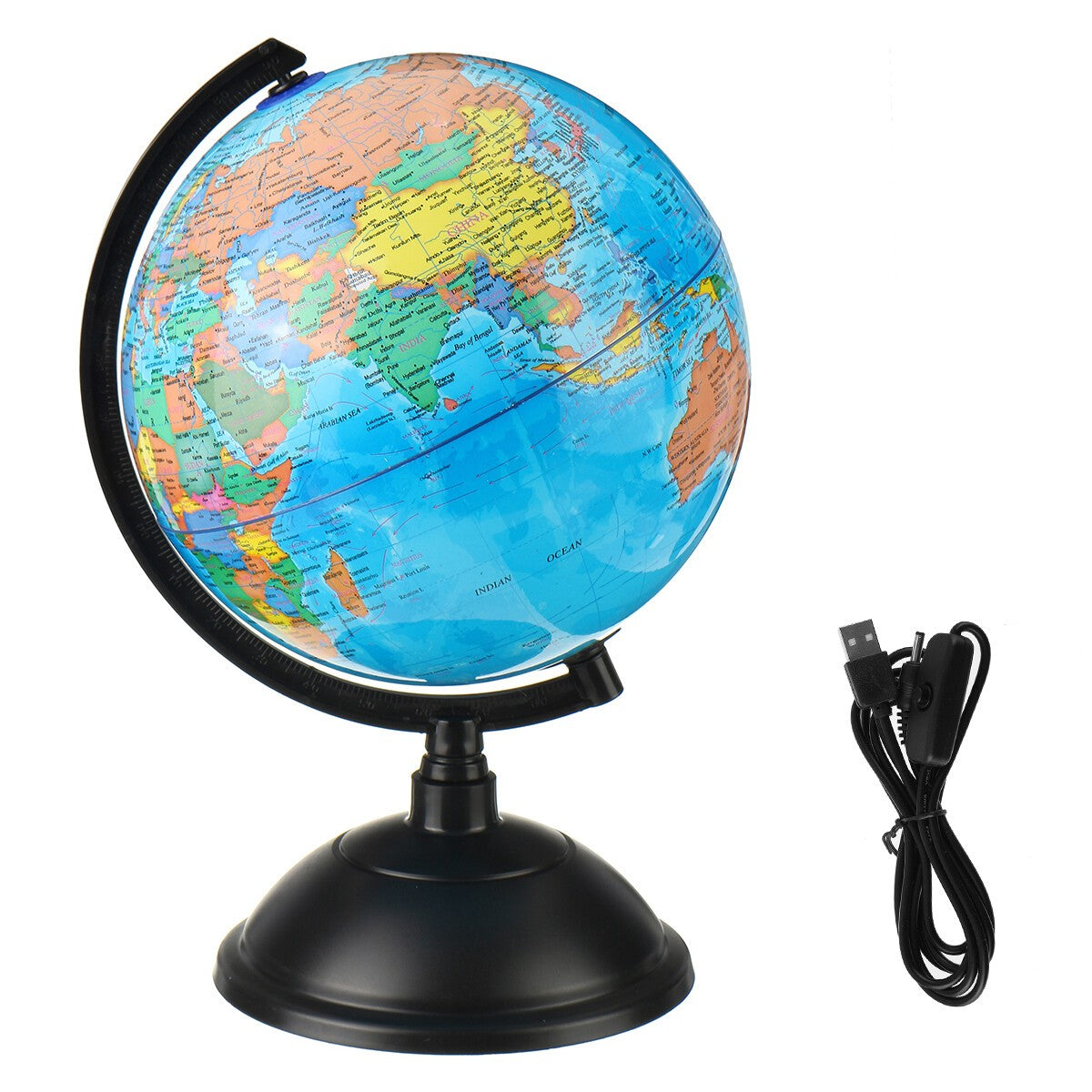 Illuminated Globe Learning Rotating World Globe LED Light Decoration Gift W/USB