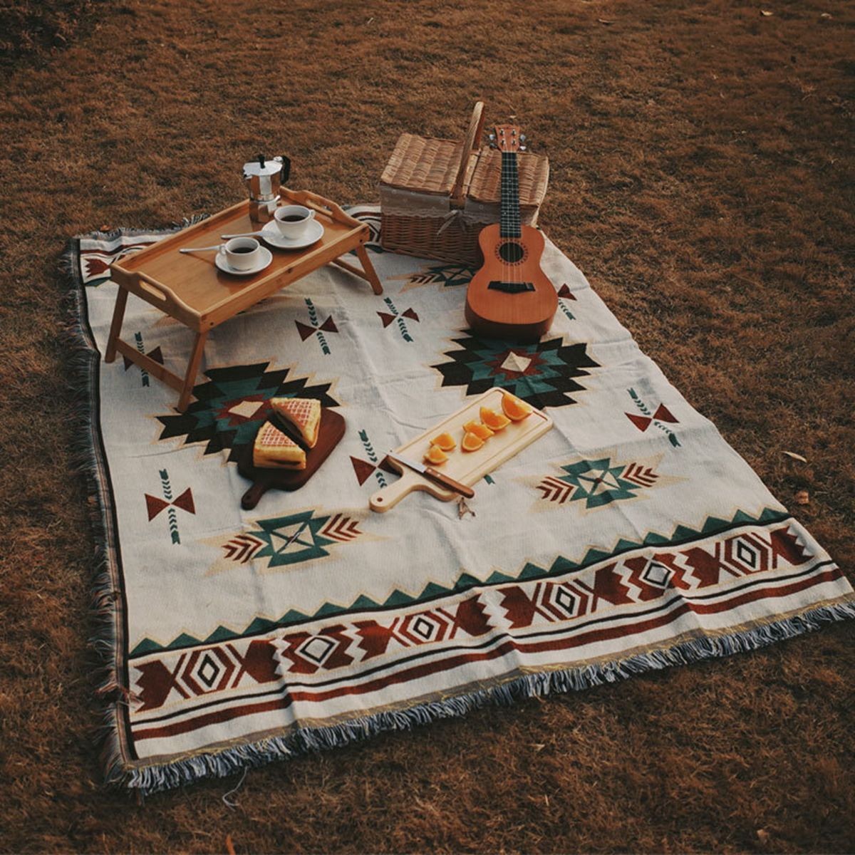 Ethnic Mexico Blankets Outdoor Beach Picnic Blanket Striped Boho Blanket