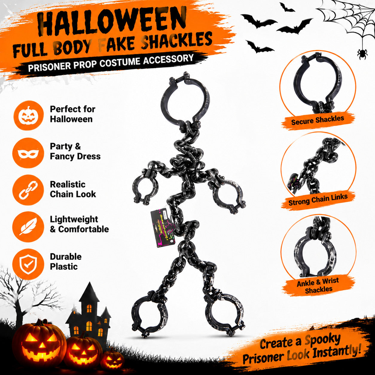 Halloween Fake Shackles Chain Full Body Prisoner Prop Costume Accessory