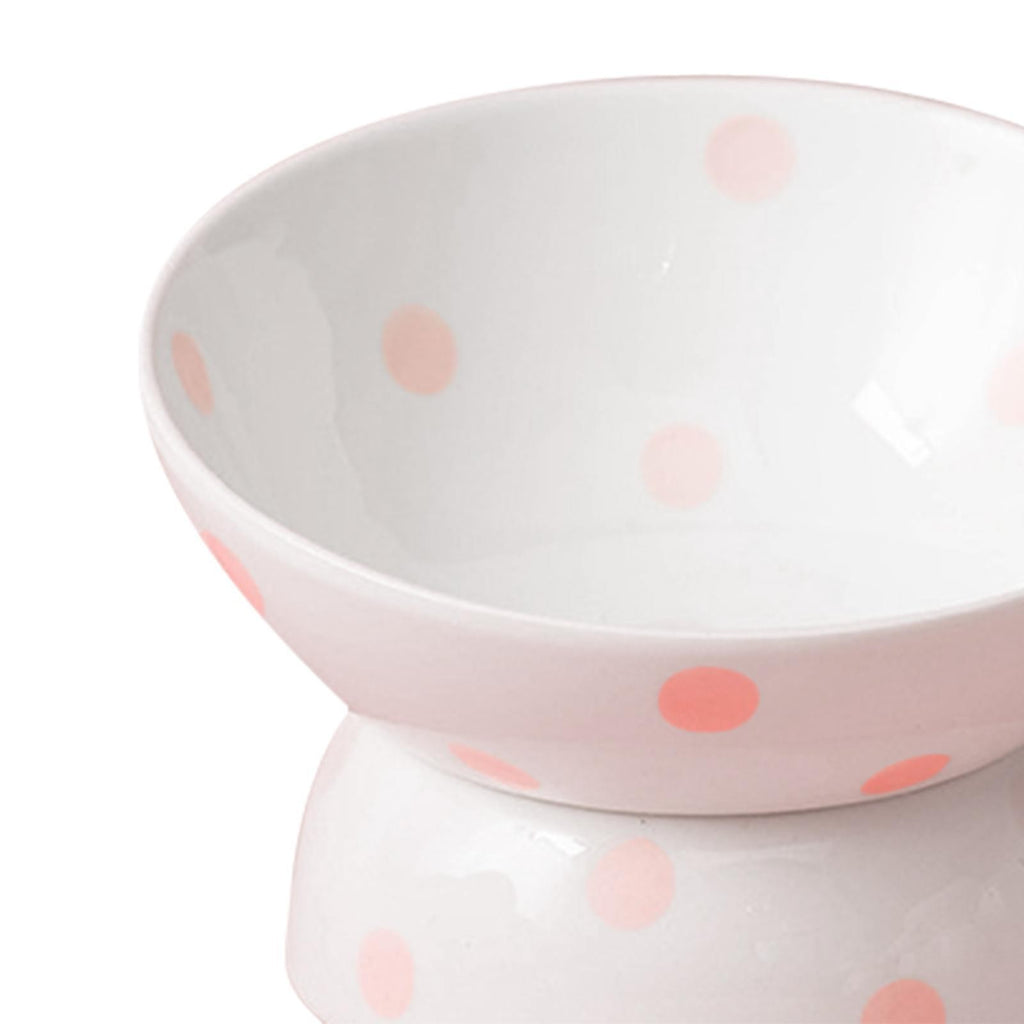 Ceramic Tilted Raised Cat Food Bowl Slant Porcelain Pet Cat Dish Snack Bowl