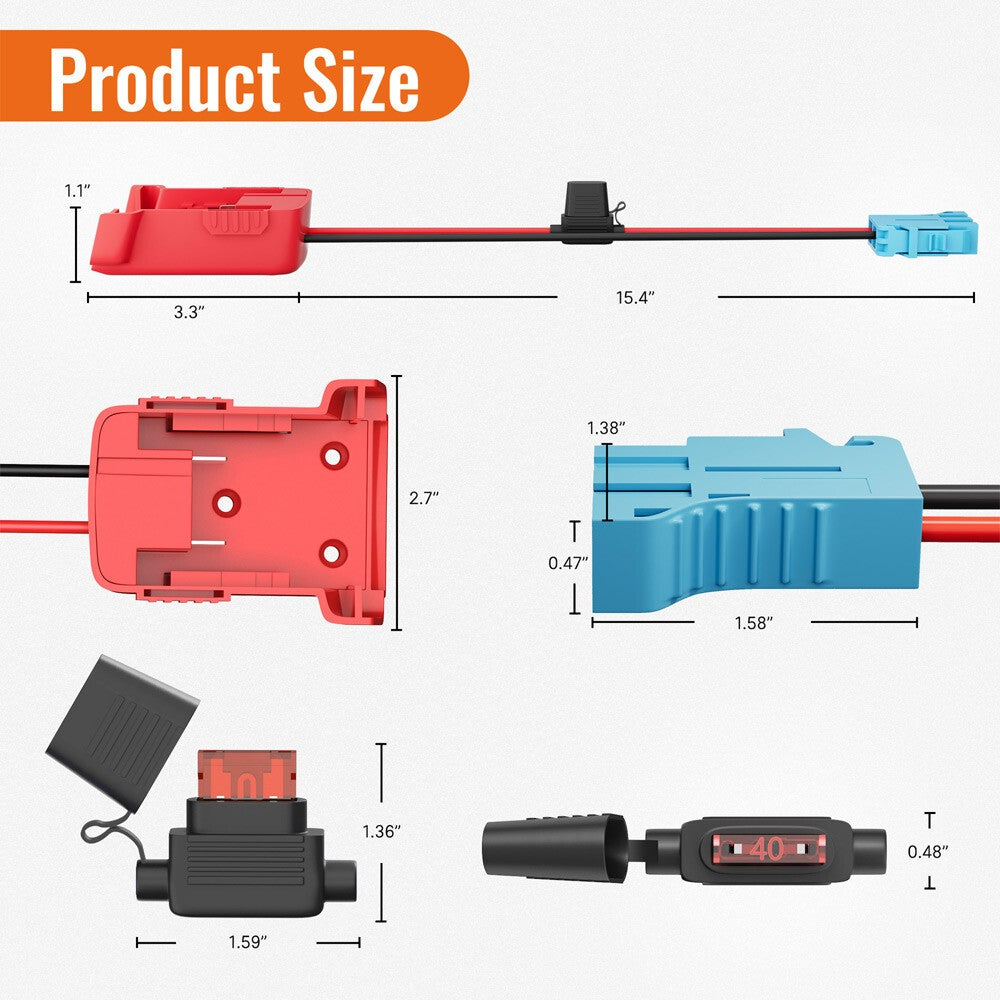 For Milwaukee 18V Battery with Wire Harness Connector Power Wheels Adapter UK