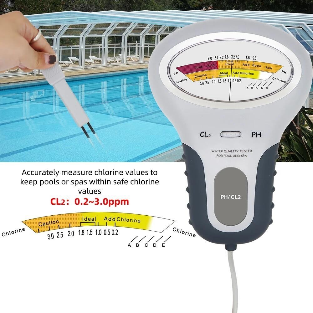 Swimming Pool Chlorine PH/CL2 Water Quality Tester Digital Monitor Spa Hot Tub