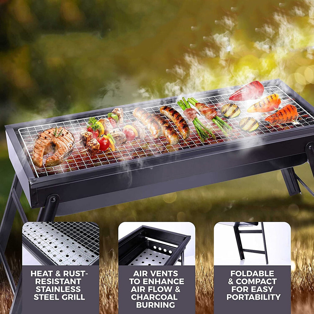 Portable Folding Charcoal BBQ Barbecue Camping Grill Travel Picnic Outdoor UK