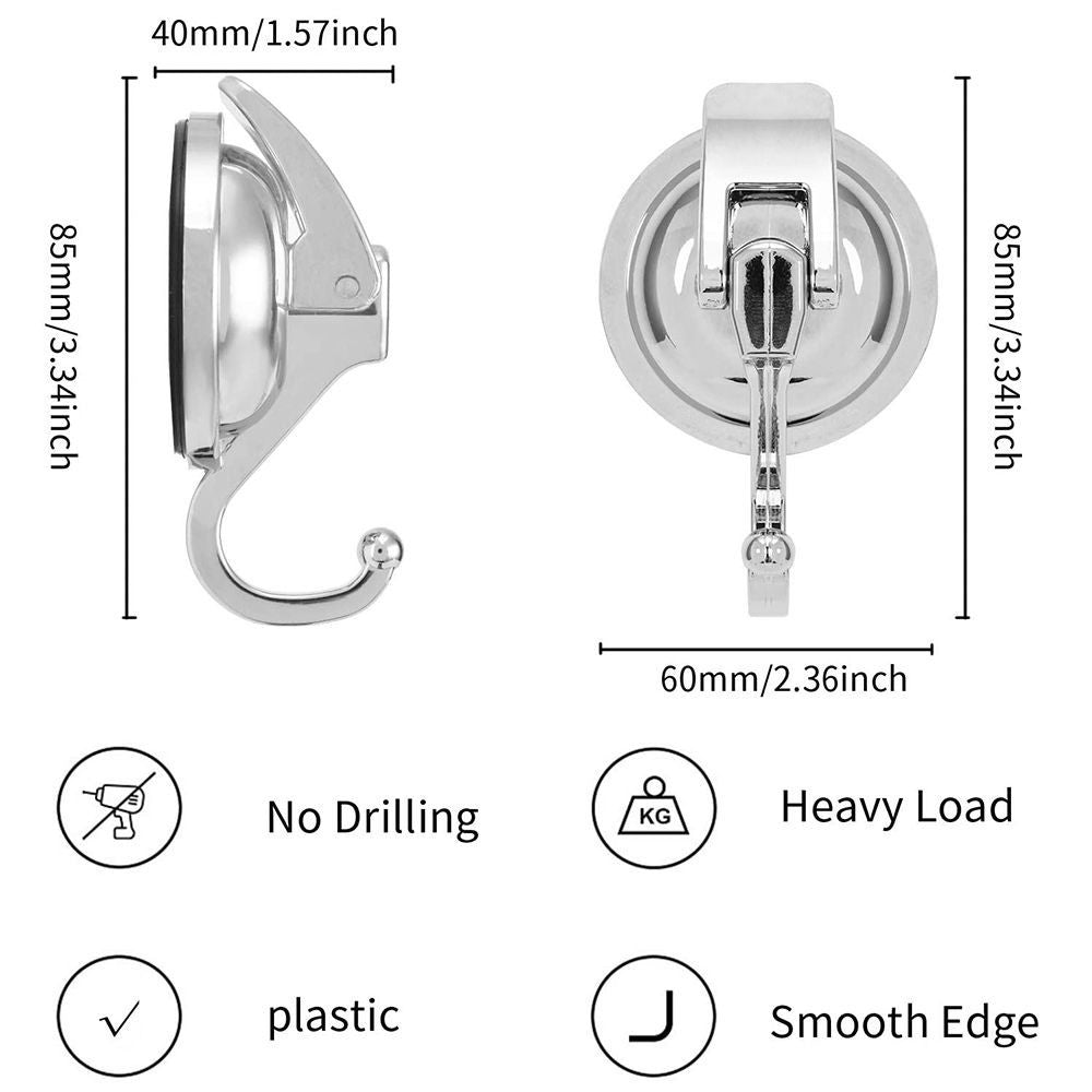 Install Heavy-Duty Suction Cup Hooks Bathroom Shower Organization Chrome-Plated