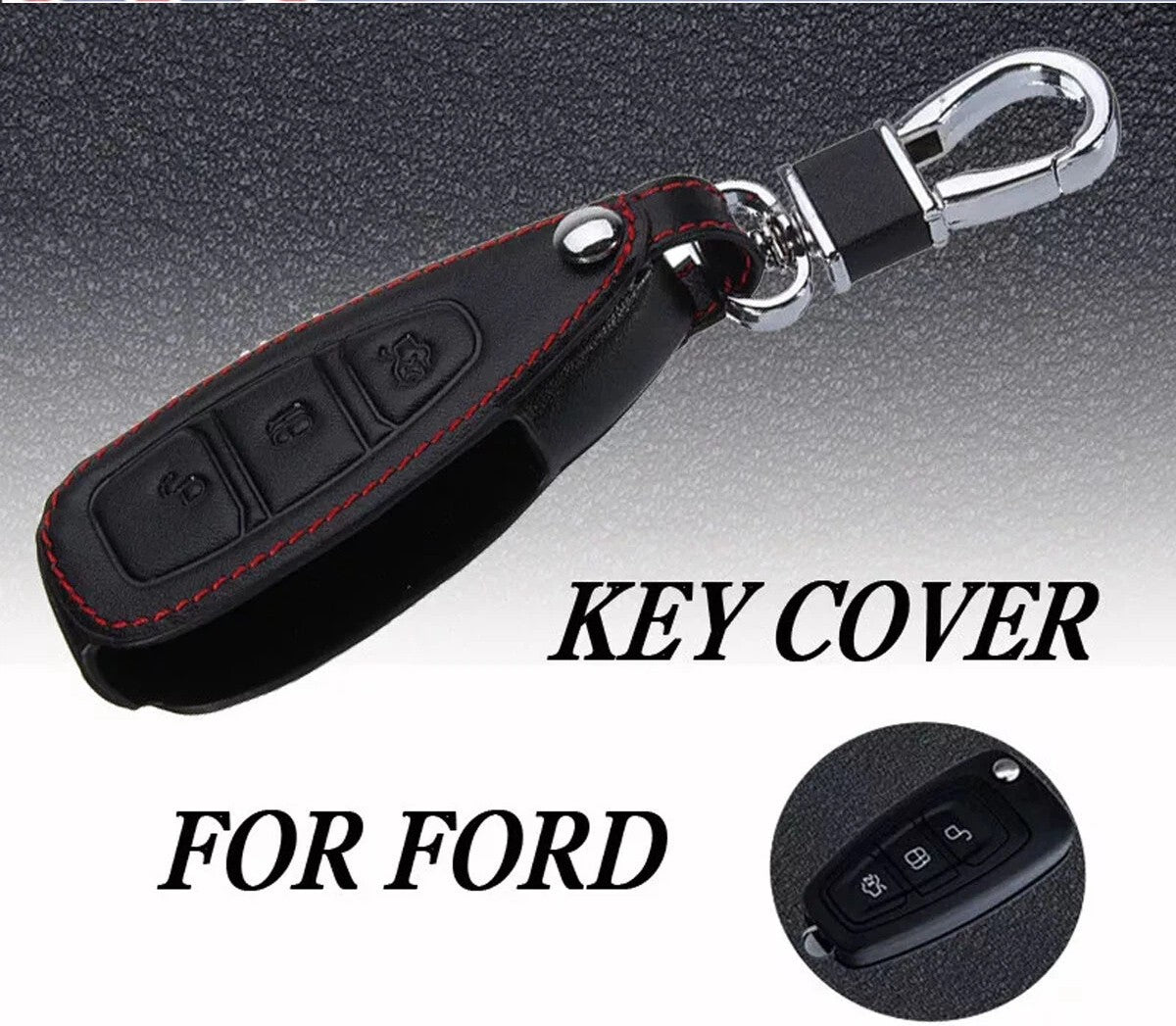 3 Button Remote Key Fob Pu Leather Cover Case For Ford Fiesta Focus Mondeo Kuga