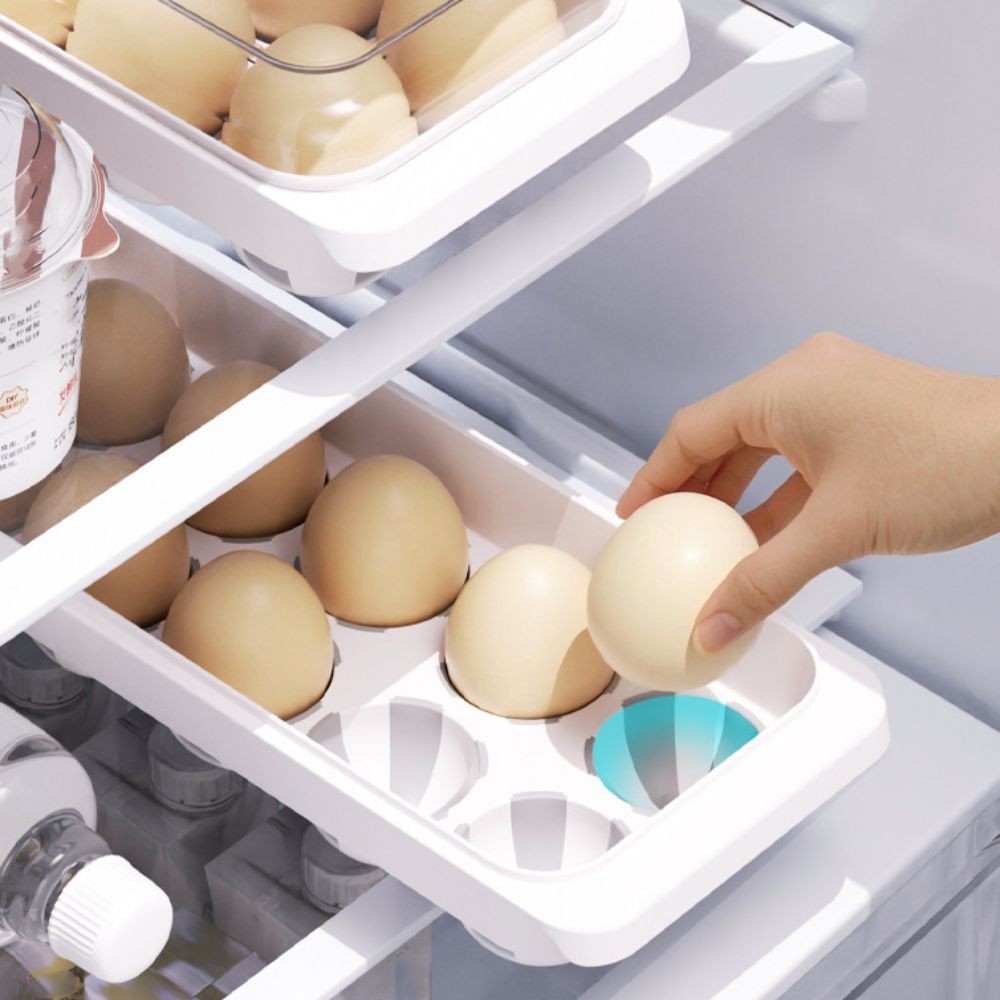 Refrigerator Egg Tray 12 Slot Egg Storage Holder Egg Dispenser Stackable W/ Lid