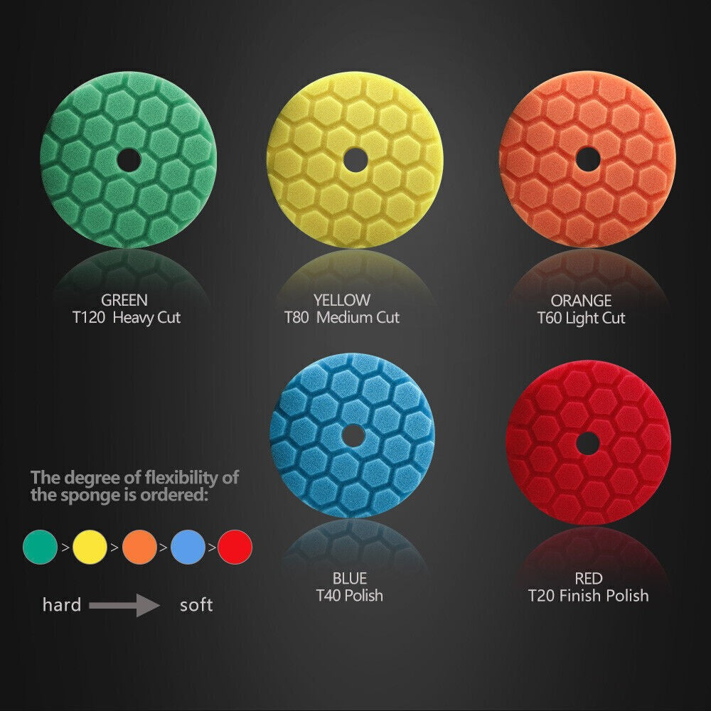 5 Inch 125mm Hex-Logic Polishing Pads For RO DA Polisher Buffing Waxing