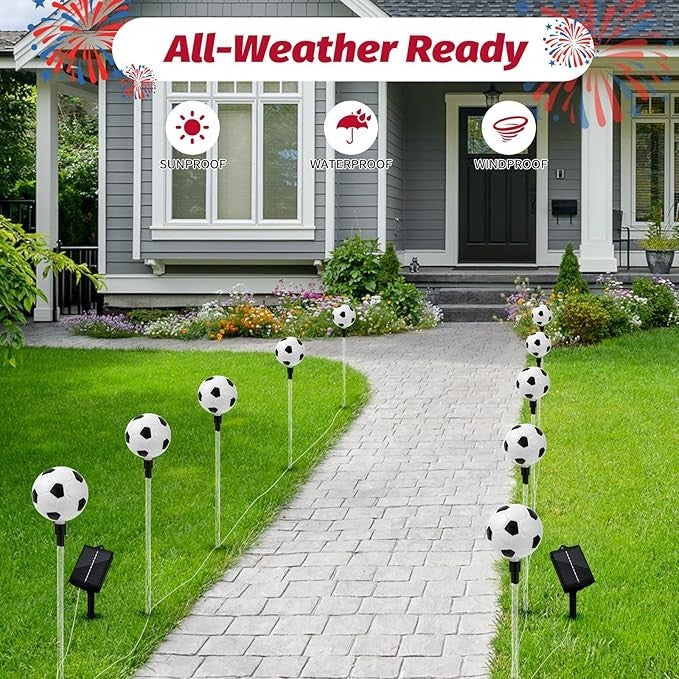 4th of July Patriotic Solar Pathway Lights,2026 World Cup Soccer LED Stake Light