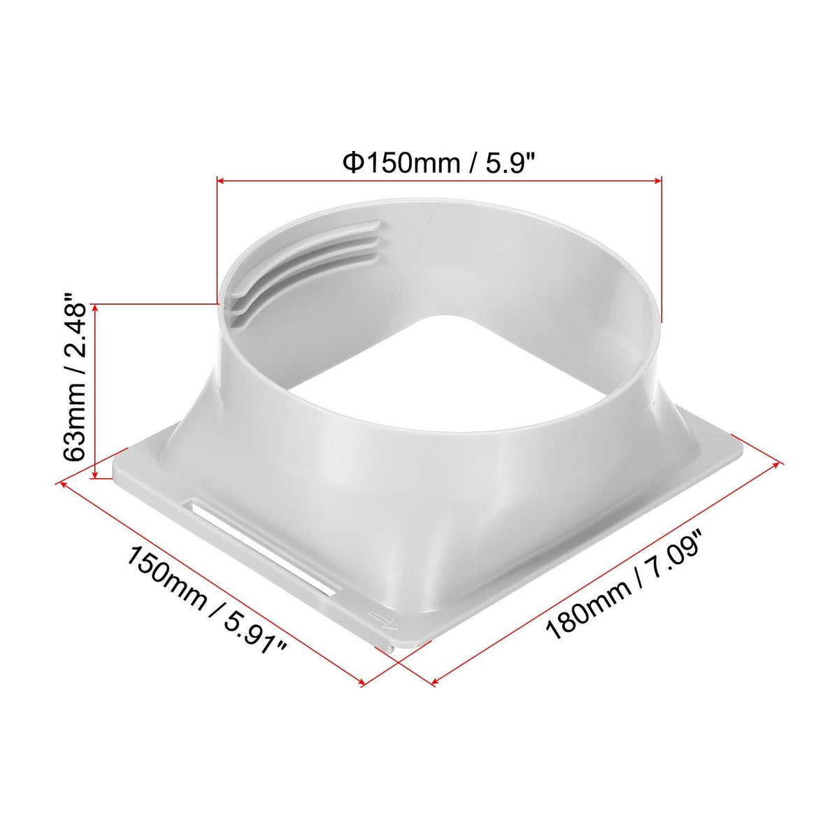 Exhaust Hose Coupler 150mm Dia Portable Air Conditioner Tube Square Adapter