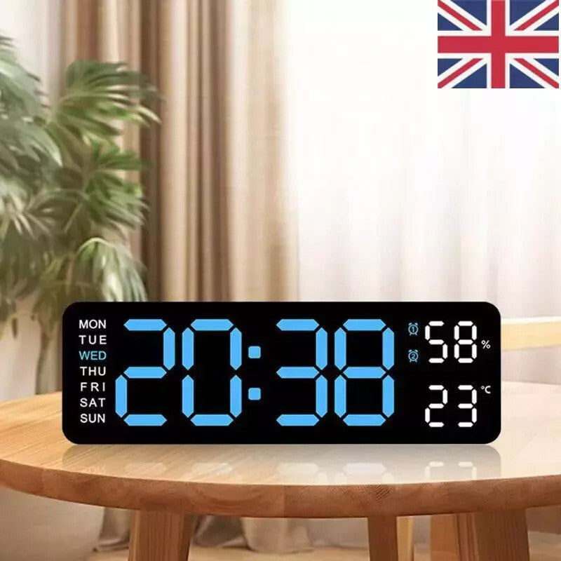 Digital LED Desk Alarm Clock Large LED Display Wall Clock Temperature Humidity K