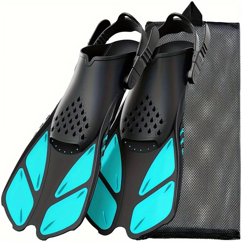 TEJ Snorkelling Fins Swim Flippers Short Adjustable Diving Travel