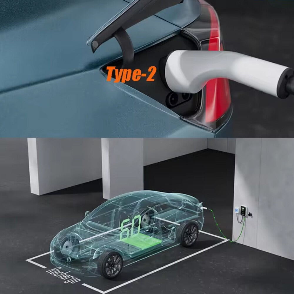 7kW EV Charger 32A Type 2 Electric Car Charging Station with 5m Cable Card