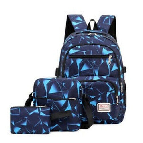 School Bag 3Pcs Set Large Camouflage Backpack Girls Boys Travel Rucksack Bag