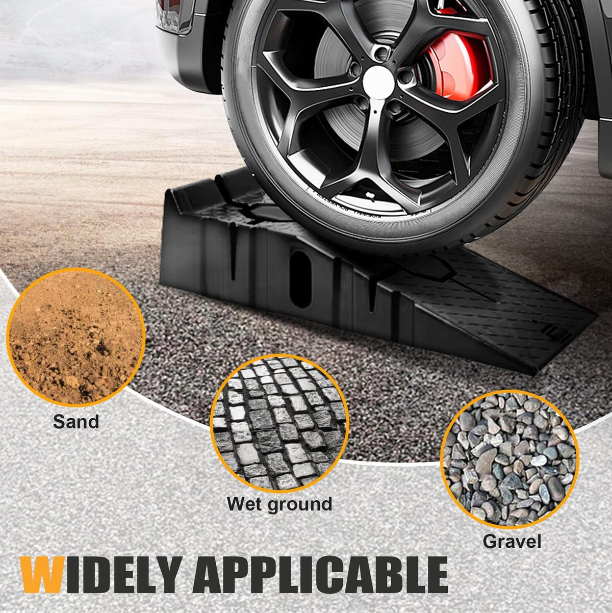 2pcs Heavy Duty 5 Ton 2.5+2.5 Ton Plastic Car Ramp Lifting Ramps 33cm Extra Wide