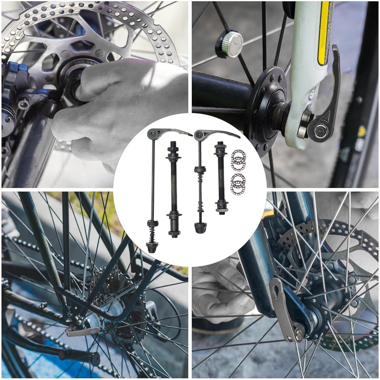 8PCS/Set Steel Bicycle Hub Bearings And Bike Axle Front Rear Quick ReleaseSkewer