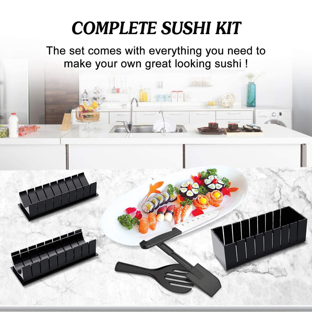 10Pcs DIY Sushi Maker Set Rice Roll Mold Kitchen Sushi Making Tool Kit Home UK