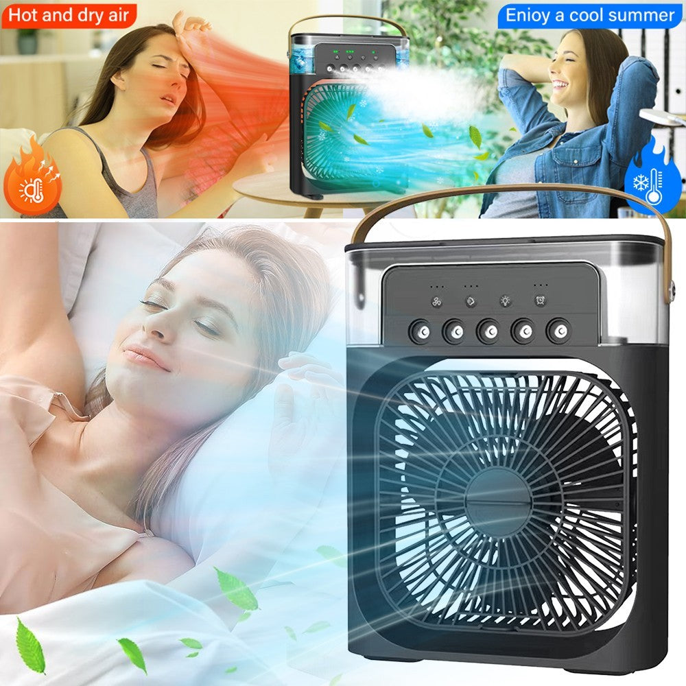 Portable 3-in-1 Fan Air Conditioner Small Cooler with LED Night Light
