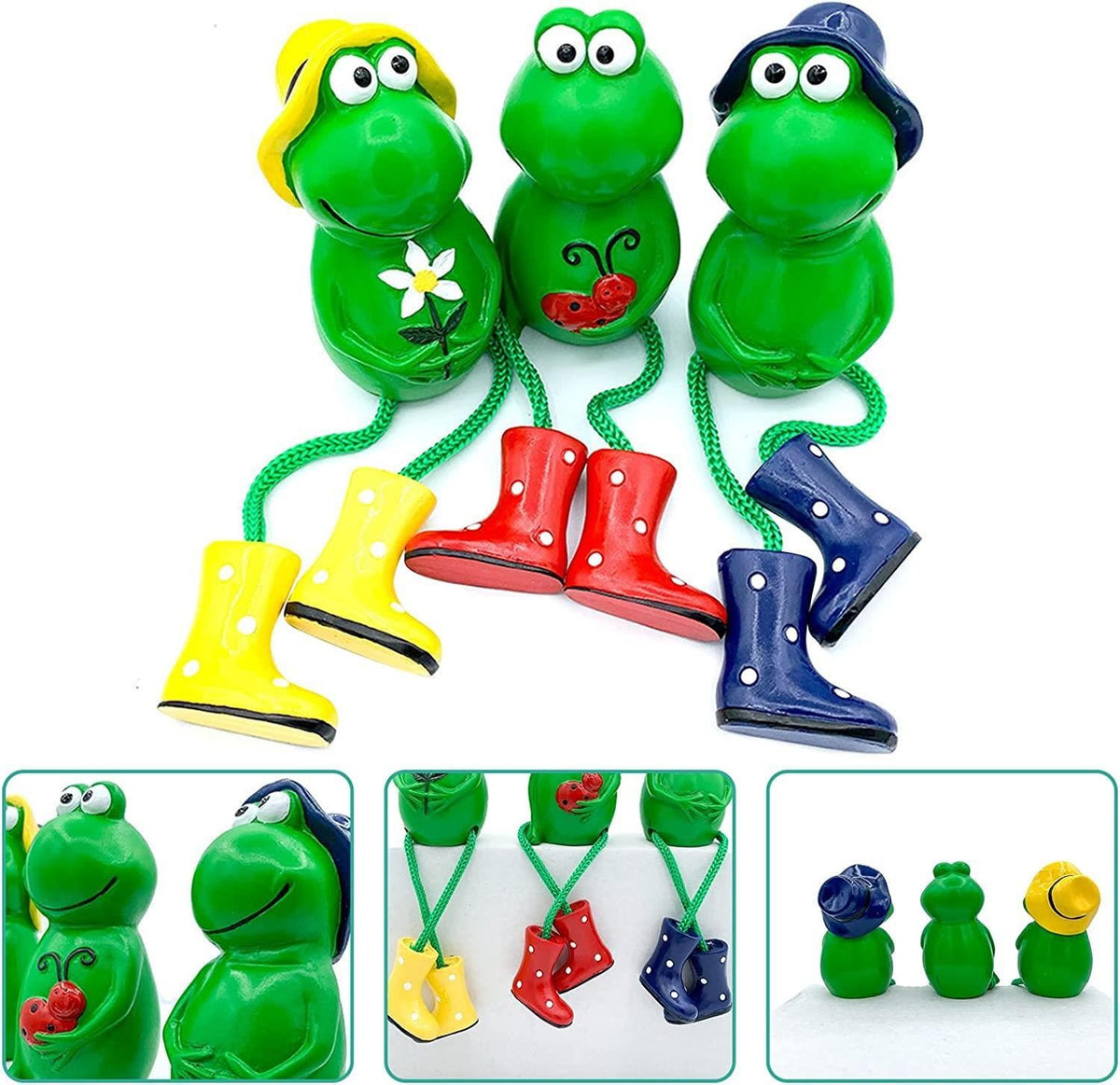 Set of 3 Outdoor Garden Ornaments Frog Sitting Toad Plant Pot Perchers