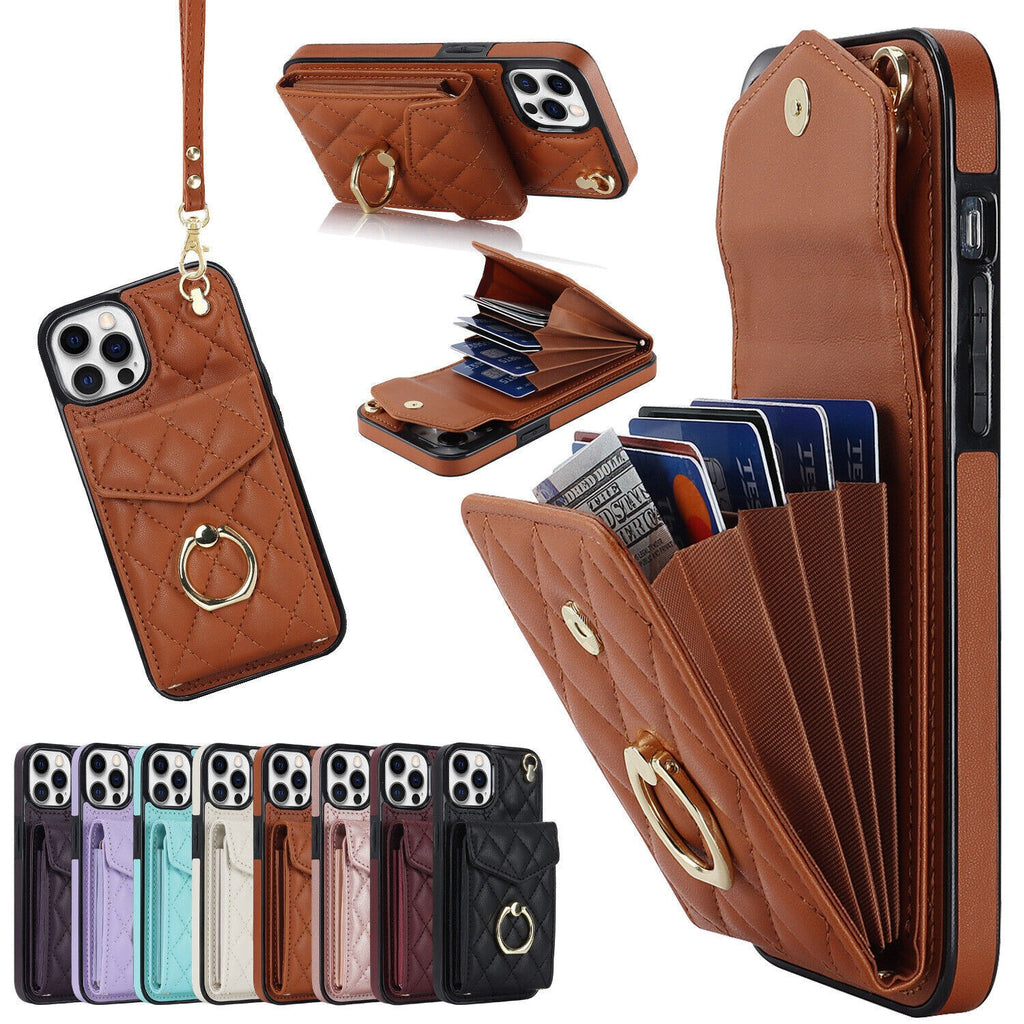 Ring Stand Leather Wallet Phone Case for iPhone 17 Pro max 16 pro 15
