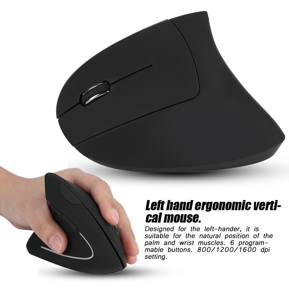 Left Handed 2.4Ghz Wireless Usb Ergonomic Vertical Optical Mouse For Pc Computer