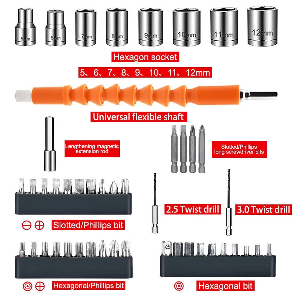 47pcs Cordless Electric Drill Set Electric Driver Screwdriver Rechargeable NEW