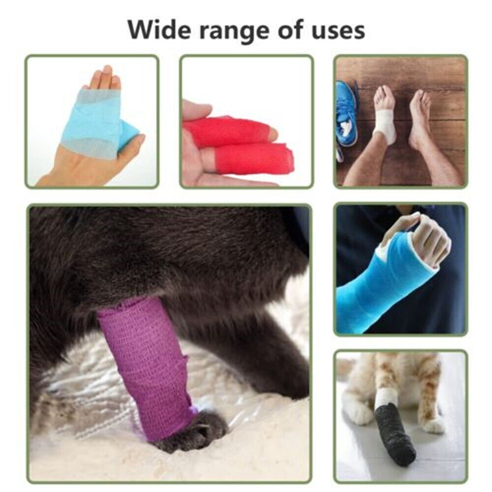 Pets Vet Wrap Self-Adhesive Elastic Cohesive Dog Bandage Injury Wrap Tape Wrist