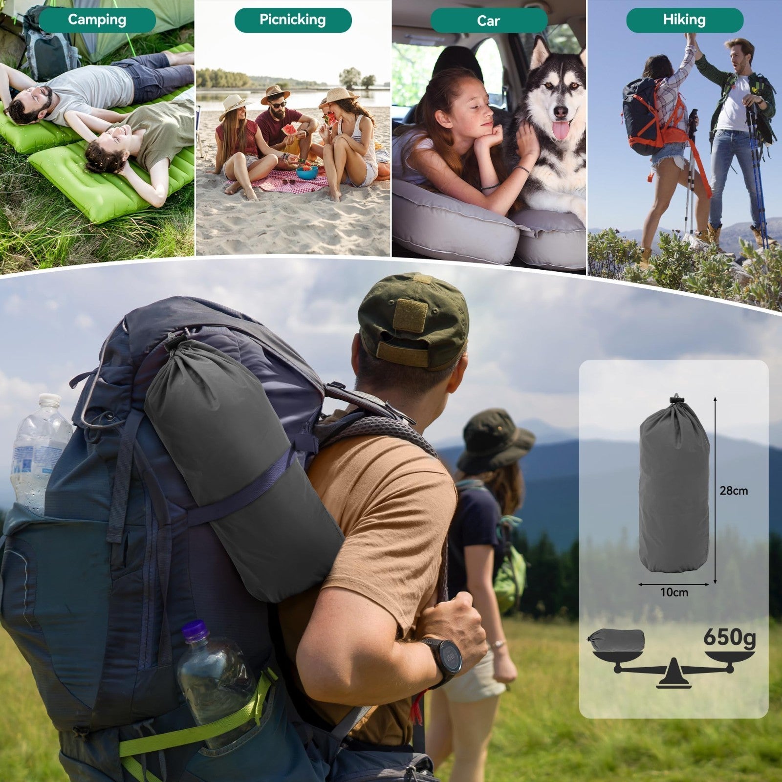 Inflatable Mat Camping Sleeping Self Inflating Air Bed Mattress built in Pump UK