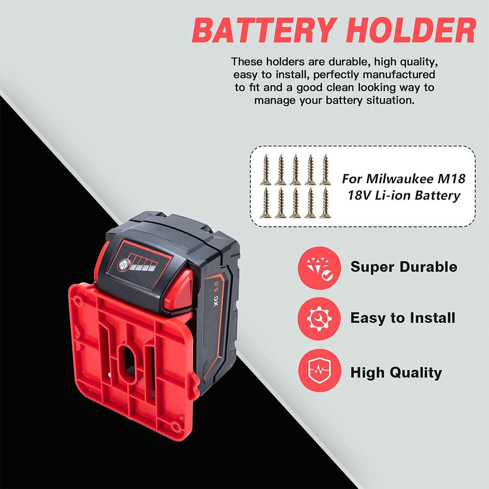 11x Battery Holder for Milwaukee M18 18V Batteries Wall Mount Battery Storage