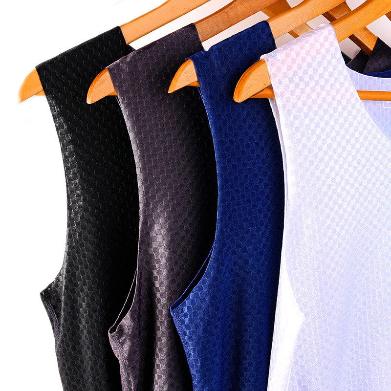 Men's ice silk Undershirts Sleeveless Underwear Race beam Vest Mesh Cool Tagless
