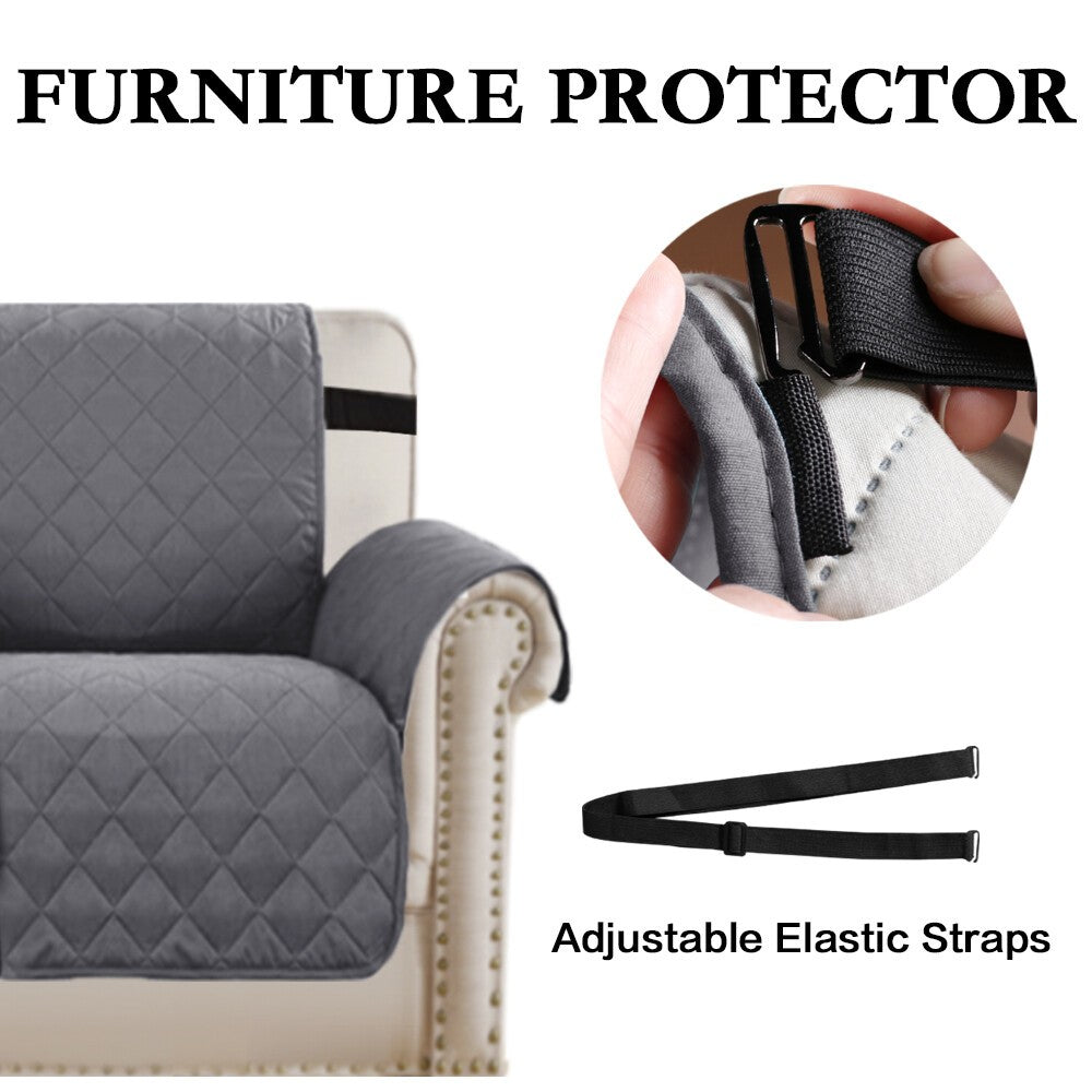 Quilted Sofa Slipcovers Reversible Waterproof Throw Pet Protector Couch Cover UK