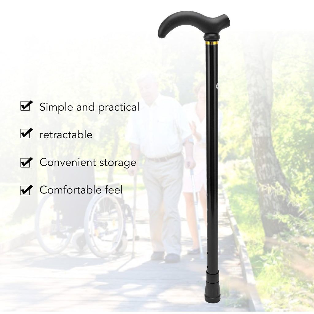 (Black)Adjustable Walking Stick All Terrain Walking Cane For Men Women