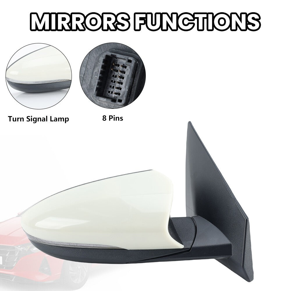 Right Door Wing Mirror For Hyundai i20 MK3 2020-2024 Primed White Power Driver