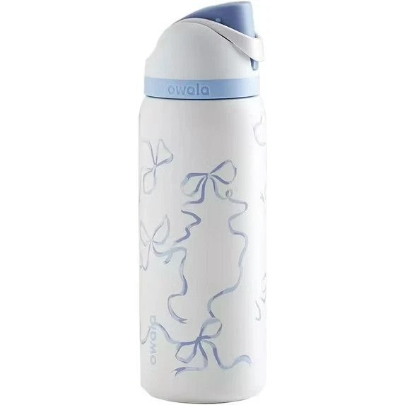 Owala Freesip Water Bottle Stainless Steel 24oz 32oz Multicolor Blue Bow Bottle