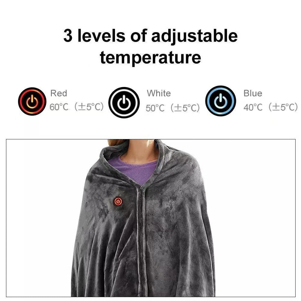 Electric Heated Shawl Blanket USB Wearable for Winter Warm 3 Temperature Levels