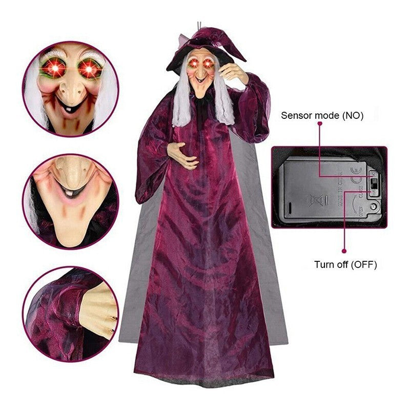 Halloween Life Size Talking Witch Animated Spooky Animatronic Witch Scary Decor