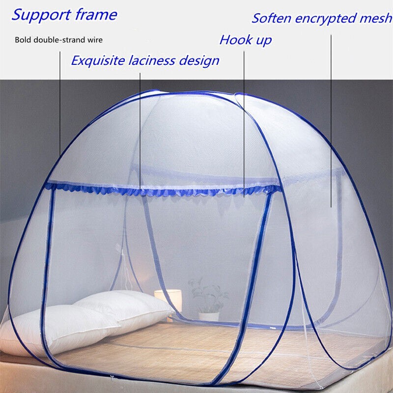 Portable Single Door Pop Up Mosquito Net Home Yurt Tent Bed Lace Netting Cover