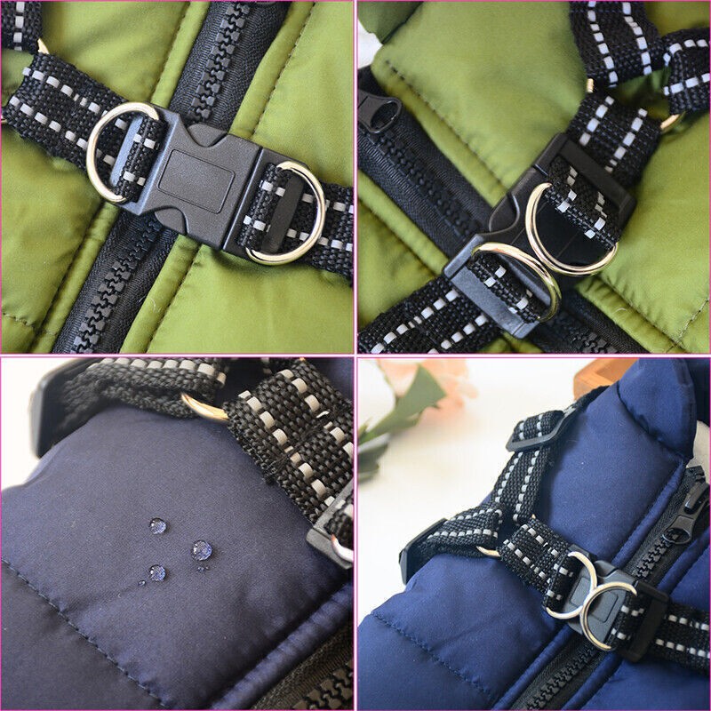 UK Pet Dog Vest Puppy Dog Autumn Winter Warm Padded Coat Harness Zip Jacket
