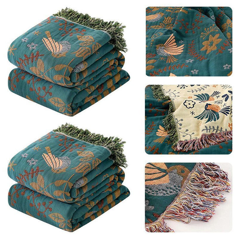 Blanket Nordic Boho Home Decor Green Bohemia Cotton Sofa Chair Cover Throw