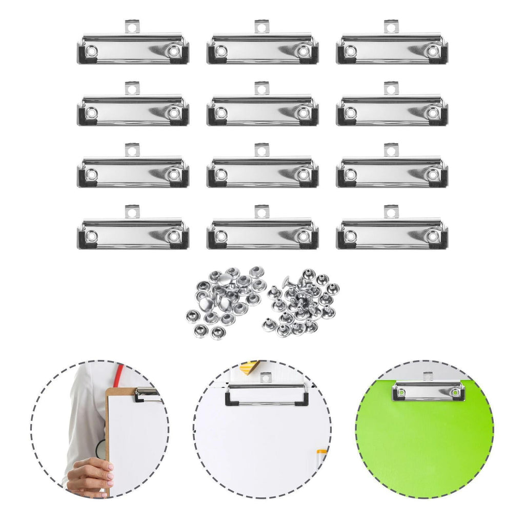 12Pack 10cm Metal Clipboard Clip with Rubber Grip, Silver(Glossy)
