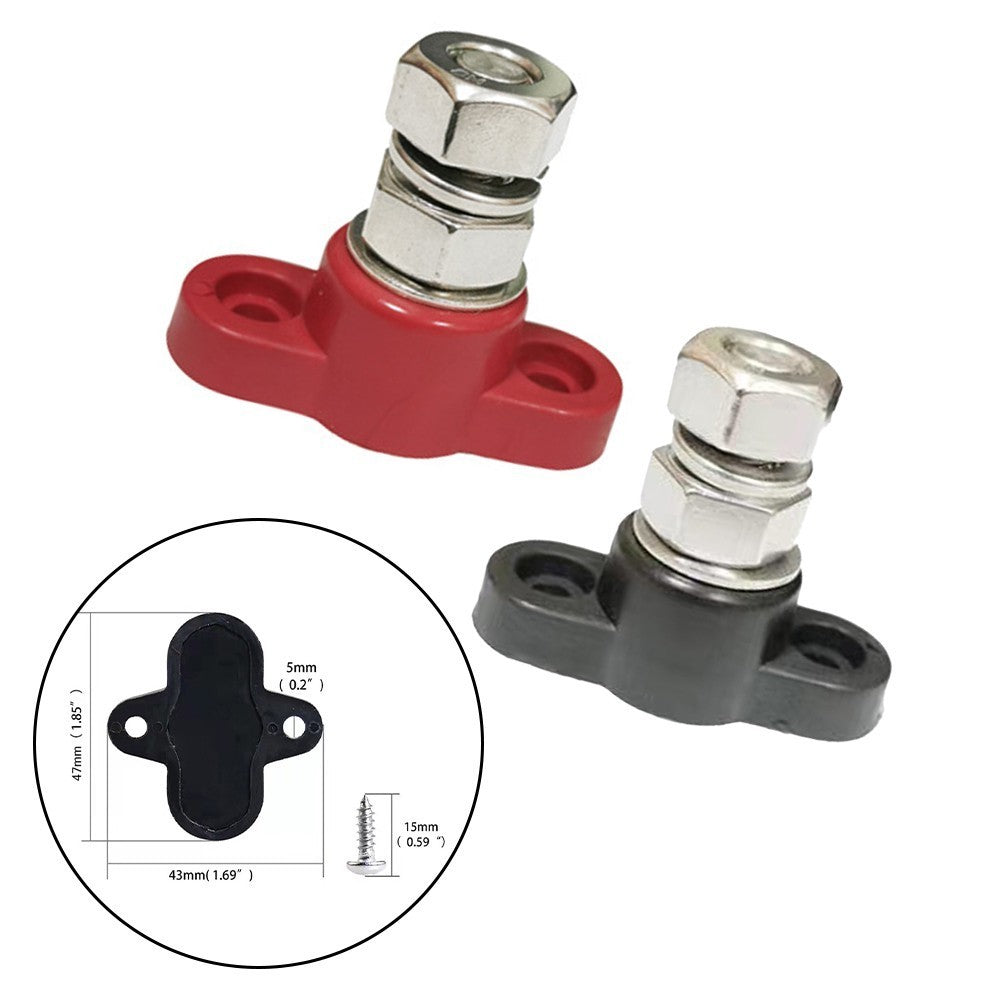 Insulated Battery Post Red & Black Single Stud Terminal for 12V Circuits